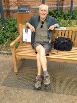 Charles and memorial bench.JPG