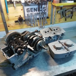 Laverda 500 engine on the bench